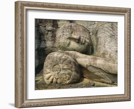 Statue of the Reclining Buddha, Attaining Nirvana, Gal Vihara, Polonnaruwa, Sri Lanka-Robert Harding-Framed Photographic Print