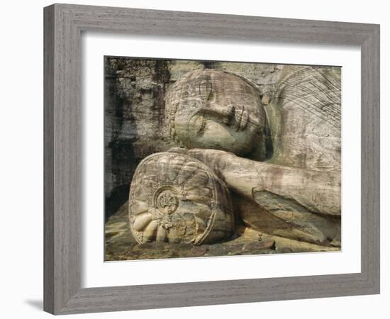 Statue of the Reclining Buddha, Attaining Nirvana, Gal Vihara, Polonnaruwa, Sri Lanka-Robert Harding-Framed Photographic Print