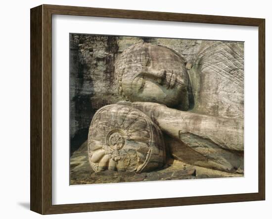 Statue of the Reclining Buddha, Attaining Nirvana, Gal Vihara, Polonnaruwa, Sri Lanka-Robert Harding-Framed Photographic Print