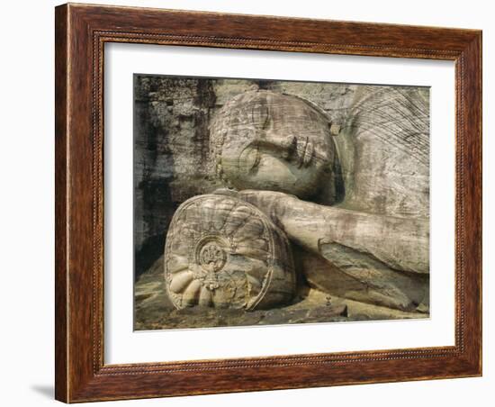 Statue of the Reclining Buddha, Attaining Nirvana, Gal Vihara, Polonnaruwa, Sri Lanka-Robert Harding-Framed Photographic Print