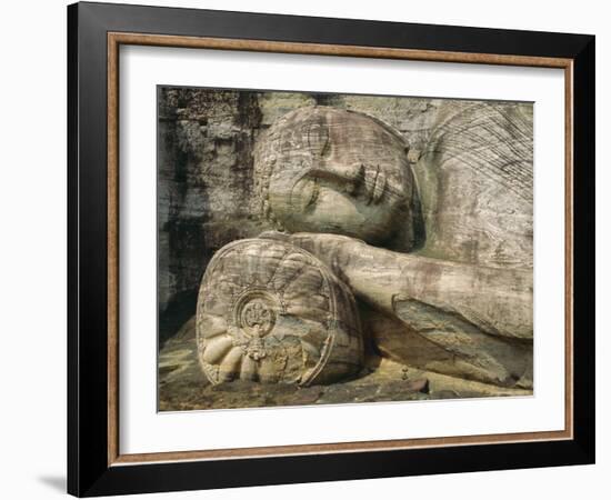 Statue of the Reclining Buddha, Attaining Nirvana, Gal Vihara, Polonnaruwa, Sri Lanka-Robert Harding-Framed Photographic Print