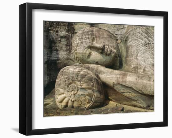 Statue of the Reclining Buddha, Attaining Nirvana, Gal Vihara, Polonnaruwa, Sri Lanka-Robert Harding-Framed Photographic Print
