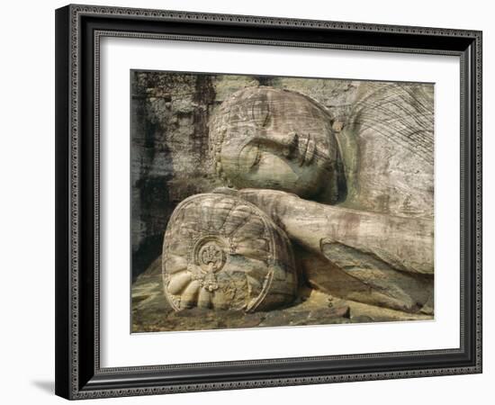 Statue of the Reclining Buddha, Attaining Nirvana, Gal Vihara, Polonnaruwa, Sri Lanka-Robert Harding-Framed Photographic Print