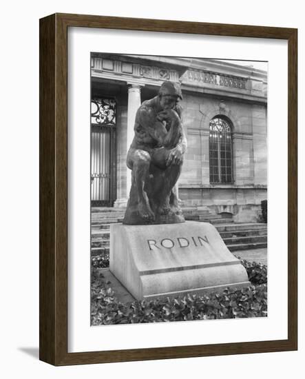 Statue of the Thinker on Auguste Rodin's Tomb in the Park of Villa des Brillants-Auguste Rodin-Framed Giclee Print