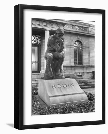 Statue of the Thinker on Auguste Rodin's Tomb in the Park of Villa des Brillants-Auguste Rodin-Framed Giclee Print