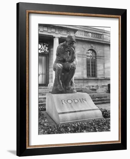 Statue of the Thinker on Auguste Rodin's Tomb in the Park of Villa des Brillants-Auguste Rodin-Framed Giclee Print