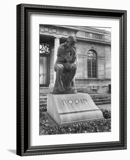 Statue of the Thinker on Auguste Rodin's Tomb in the Park of Villa des Brillants-Auguste Rodin-Framed Giclee Print