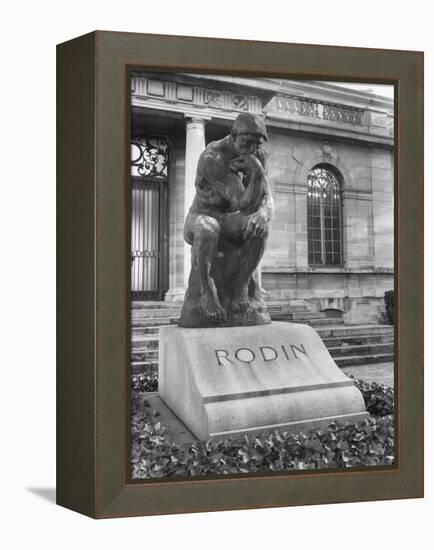 Statue of the Thinker on Auguste Rodin's Tomb in the Park of Villa des Brillants-Auguste Rodin-Framed Premier Image Canvas