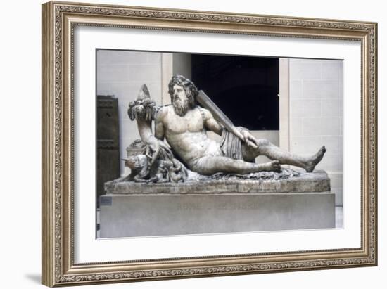 Statue of the Tiber river with Romulus and Remus, Roman marble, 1st-2nd century-Unknown-Framed Giclee Print