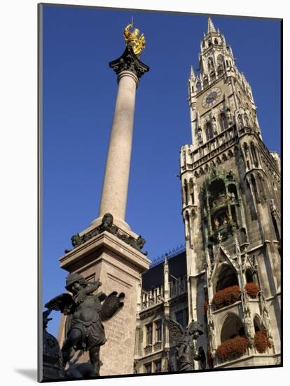 Statue of the Virgin Mary and the Neues Rathaus, Marienplatz, Munich, Bavaria, Germany-Gary Cook-Mounted Photographic Print