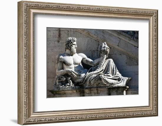 Statue of Tiber River in Front of Palazzo Senatorio, Latium-Nico Tondini-Framed Photographic Print