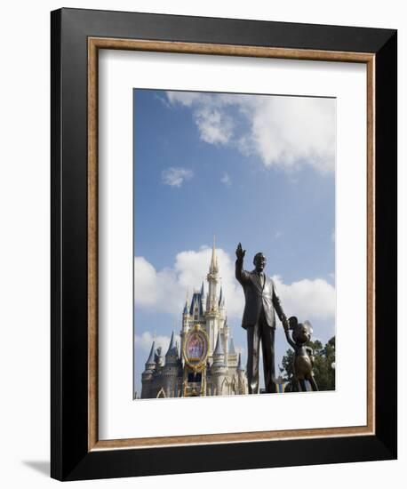 Statue of Walt Disney and Micky Mouse at Disney World, Orlando, Florida, USA-Angelo Cavalli-Framed Photographic Print