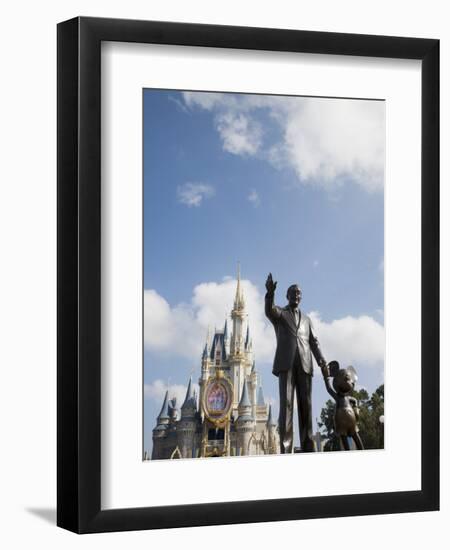 Statue of Walt Disney and Micky Mouse at Disney World, Orlando, Florida, USA-Angelo Cavalli-Framed Photographic Print