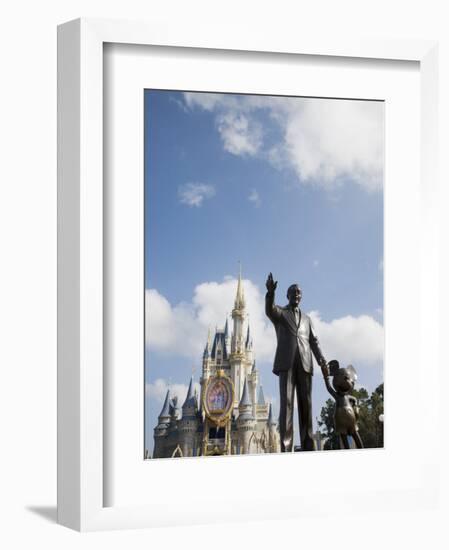 Statue of Walt Disney and Micky Mouse at Disney World, Orlando, Florida, USA-Angelo Cavalli-Framed Photographic Print