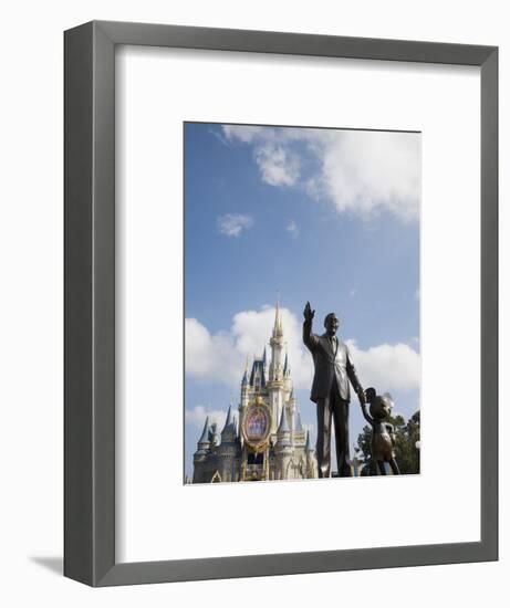 Statue of Walt Disney and Micky Mouse at Disney World, Orlando, Florida, USA-Angelo Cavalli-Framed Photographic Print