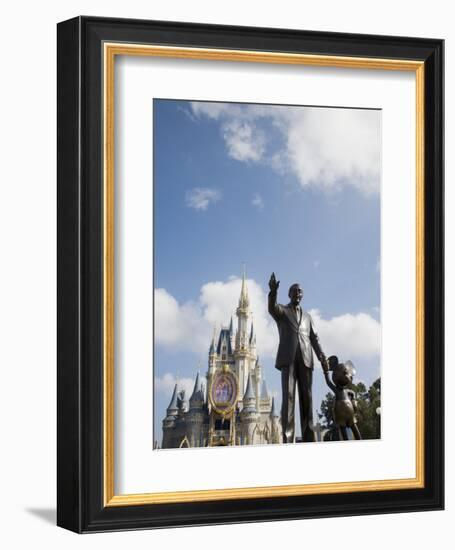 Statue of Walt Disney and Micky Mouse at Disney World, Orlando, Florida, USA-Angelo Cavalli-Framed Photographic Print