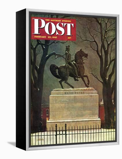 "Statue of Washington on His Horse," Saturday Evening Post Cover, February 22, 1947-John Atherton-Framed Premier Image Canvas