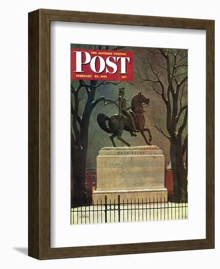 "Statue of Washington on His Horse," Saturday Evening Post Cover, February 22, 1947-John Atherton-Framed Giclee Print