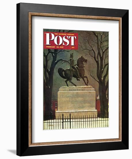 "Statue of Washington on His Horse," Saturday Evening Post Cover, February 22, 1947-John Atherton-Framed Giclee Print