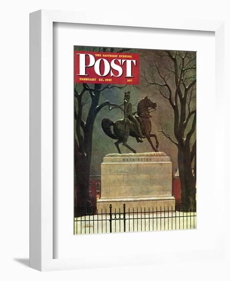 "Statue of Washington on His Horse," Saturday Evening Post Cover, February 22, 1947-John Atherton-Framed Giclee Print