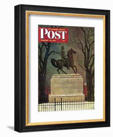 "Statue of Washington on His Horse," Saturday Evening Post Cover, February 22, 1947-John Atherton-Framed Giclee Print