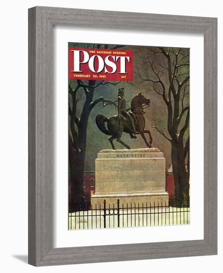 "Statue of Washington on His Horse," Saturday Evening Post Cover, February 22, 1947-John Atherton-Framed Giclee Print