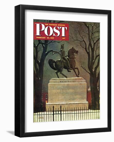 "Statue of Washington on His Horse," Saturday Evening Post Cover, February 22, 1947-John Atherton-Framed Giclee Print