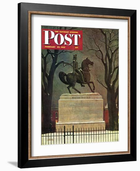 "Statue of Washington on His Horse," Saturday Evening Post Cover, February 22, 1947-John Atherton-Framed Giclee Print