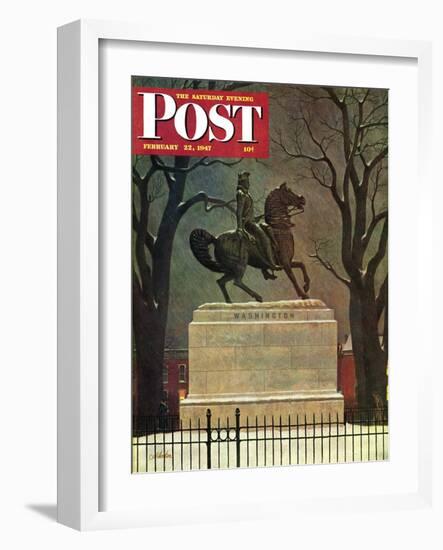 "Statue of Washington on His Horse," Saturday Evening Post Cover, February 22, 1947-John Atherton-Framed Giclee Print