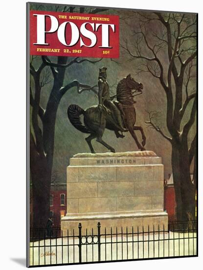"Statue of Washington on His Horse," Saturday Evening Post Cover, February 22, 1947-John Atherton-Mounted Giclee Print