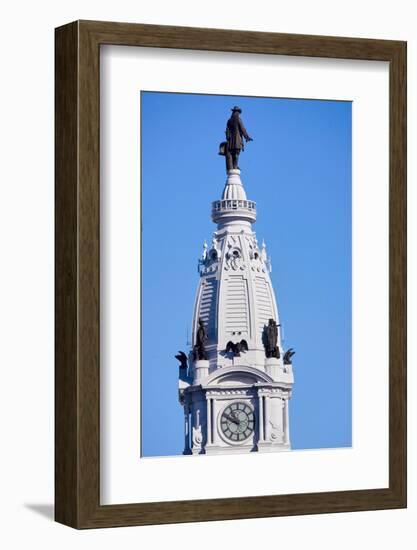 Statue of William Penn high atop City Hall in downtown Philadelphia, Pennsylvania-null-Framed Photographic Print