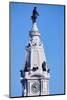 Statue of William Penn high atop City Hall in downtown Philadelphia, Pennsylvania-null-Mounted Photographic Print