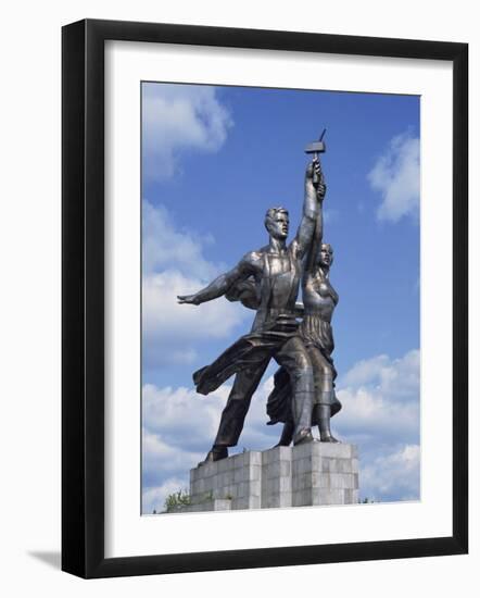 Statue of Worker and Kolkhoz Woman Near the Cosmos Hotel and Vdnkh in Moscow, Russia, Europe-Harding Robert-Framed Photographic Print