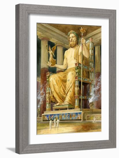 Statue of Zeus at Oympia-English School-Framed Giclee Print