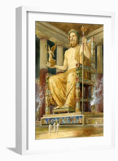 Statue of Zeus at Oympia-English School-Framed Giclee Print