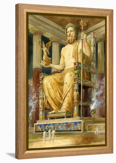 Statue of Zeus at Oympia-English School-Framed Premier Image Canvas