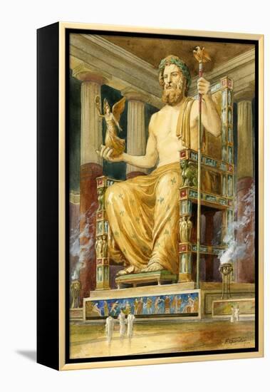 Statue of Zeus at Oympia-English School-Framed Premier Image Canvas