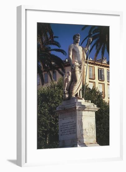 Statue on a Pedestal in Front of a Building-null-Framed Giclee Print