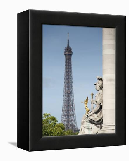 Statue on the Alexandre Iii Bridge and the Eiffel Tower, Paris, France, Europe-Richard Nebesky-Framed Premier Image Canvas