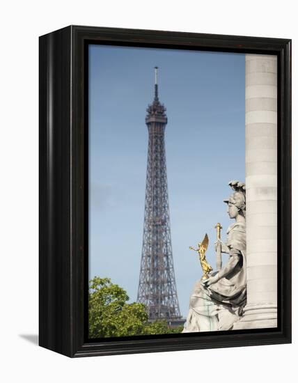 Statue on the Alexandre Iii Bridge and the Eiffel Tower, Paris, France, Europe-Richard Nebesky-Framed Premier Image Canvas