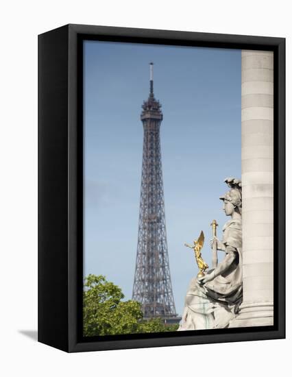 Statue on the Alexandre Iii Bridge and the Eiffel Tower, Paris, France, Europe-Richard Nebesky-Framed Premier Image Canvas