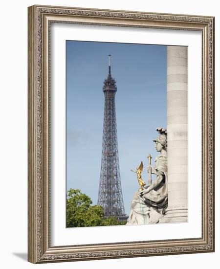 Statue on the Alexandre Iii Bridge and the Eiffel Tower, Paris, France, Europe-Richard Nebesky-Framed Photographic Print