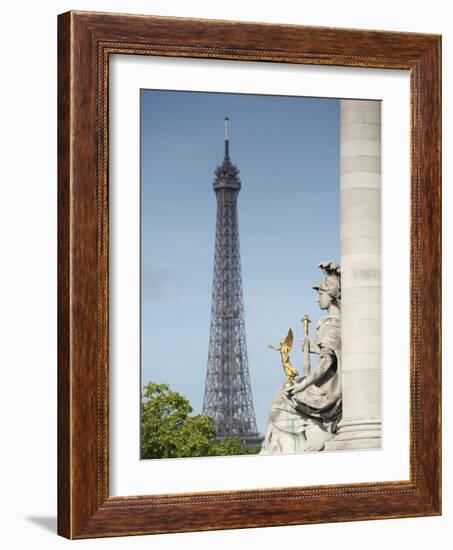 Statue on the Alexandre Iii Bridge and the Eiffel Tower, Paris, France, Europe-Richard Nebesky-Framed Photographic Print