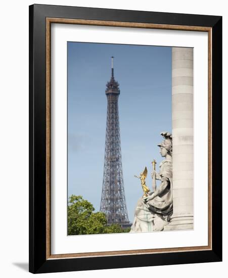 Statue on the Alexandre Iii Bridge and the Eiffel Tower, Paris, France, Europe-Richard Nebesky-Framed Photographic Print