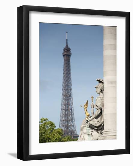 Statue on the Alexandre Iii Bridge and the Eiffel Tower, Paris, France, Europe-Richard Nebesky-Framed Photographic Print