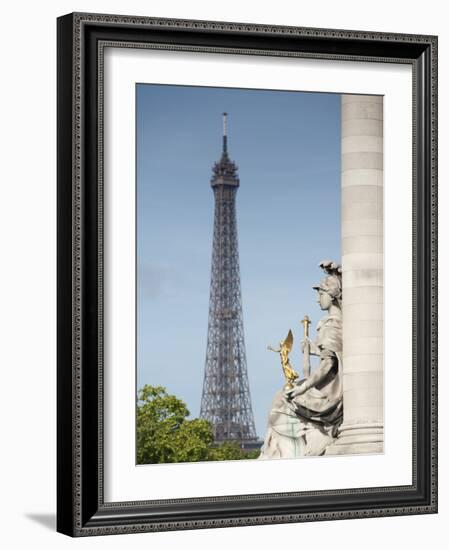 Statue on the Alexandre Iii Bridge and the Eiffel Tower, Paris, France, Europe-Richard Nebesky-Framed Photographic Print