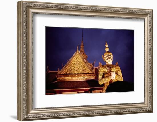 Statue Outside of Buddhist Temple-Paul Souders-Framed Photographic Print