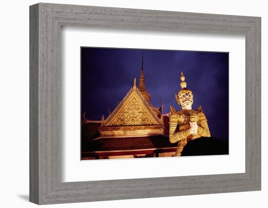 Statue Outside of Buddhist Temple-Paul Souders-Framed Photographic Print