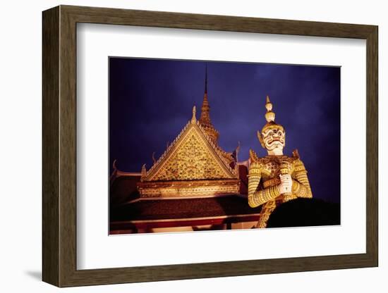 Statue Outside of Buddhist Temple-Paul Souders-Framed Photographic Print