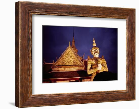 Statue Outside of Buddhist Temple-Paul Souders-Framed Photographic Print